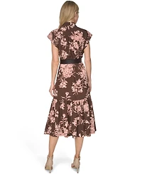 Calvin Klein Women's V-Neck Belted Midi Dress