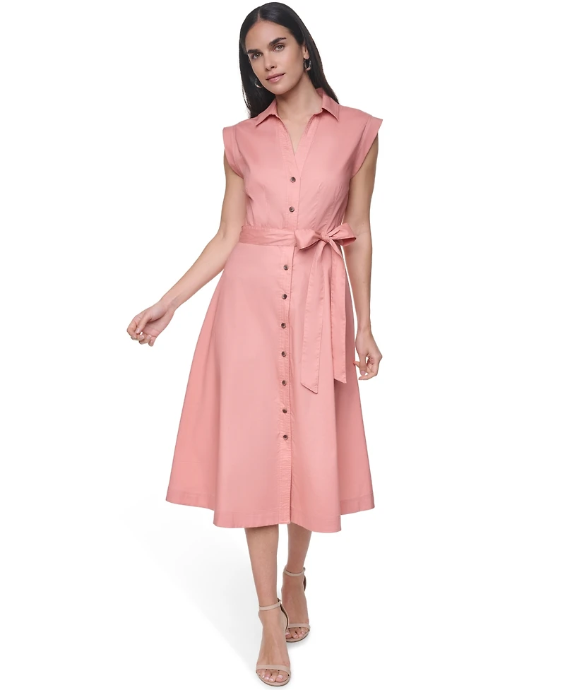 Calvin Klein Women's Collared Midi Shirt Dress