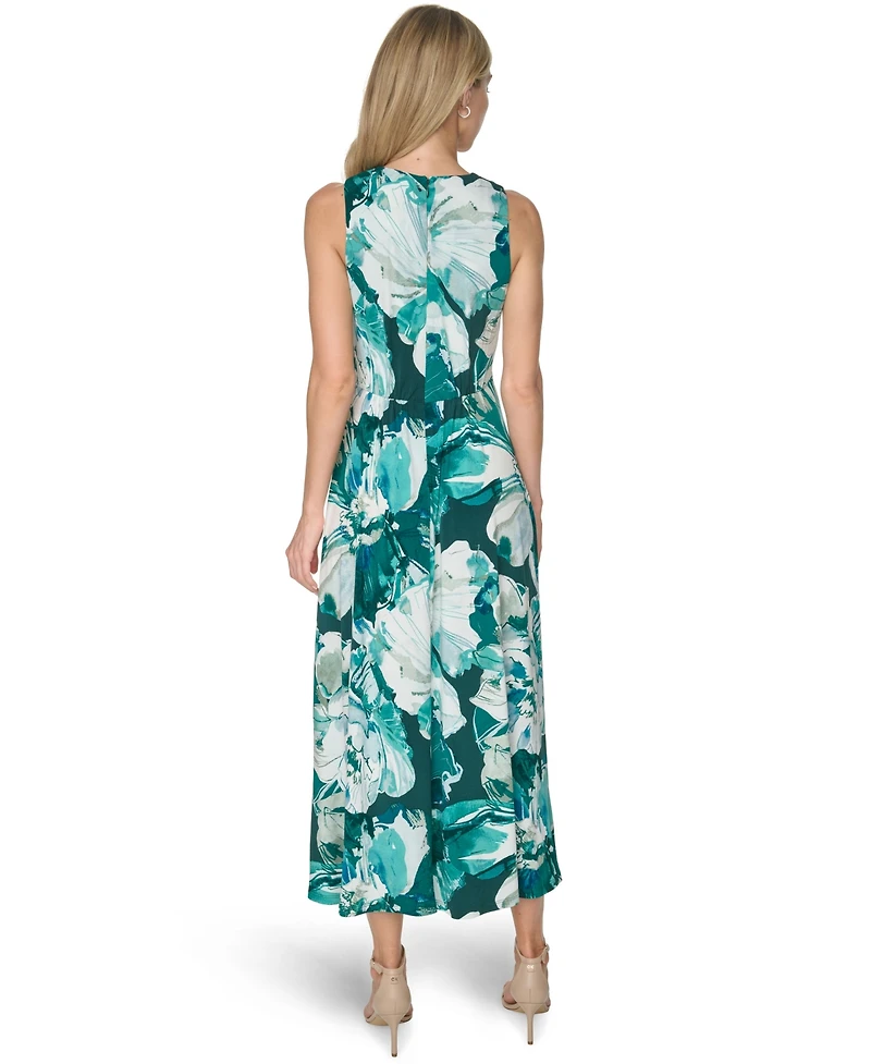 Calvin Klein Petite Twist Front Printed Midi Dress