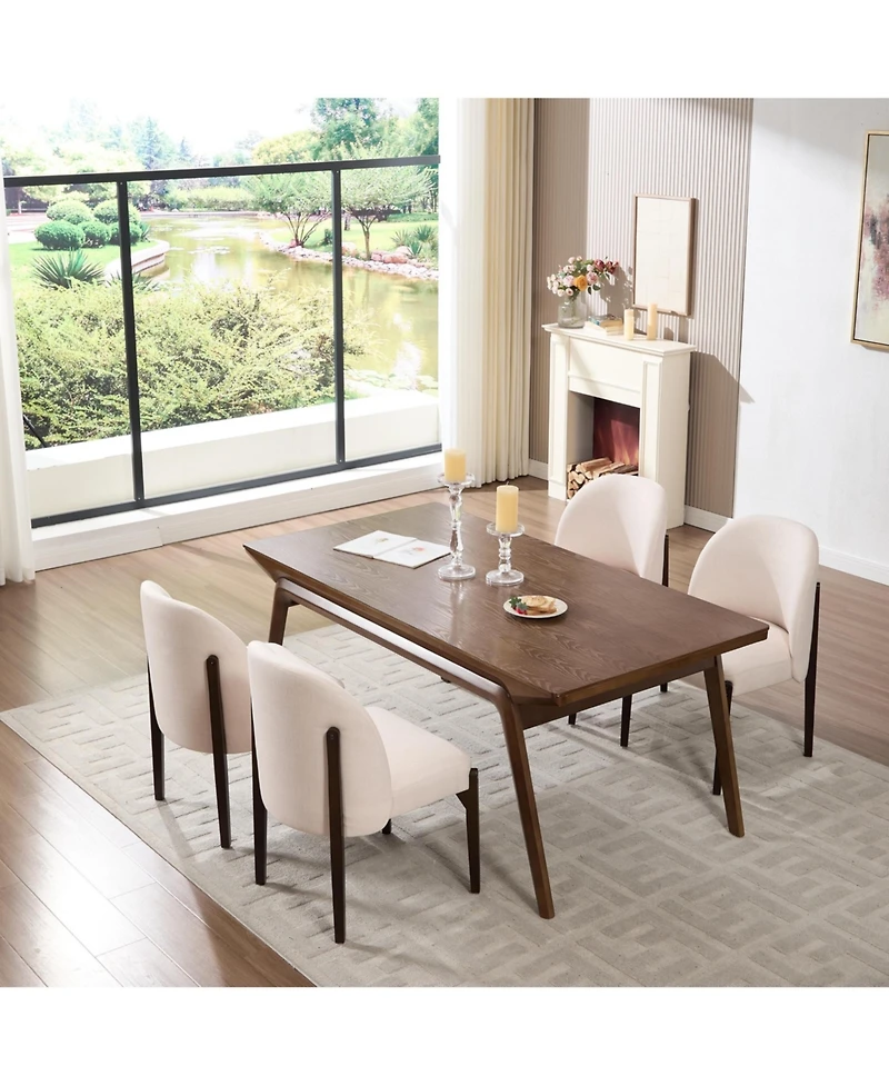 Boyel Living Wooden Dining Chairs Set of 2 Modern Fabric Upholstered Room Chair