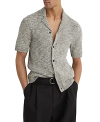 Reiss Men's Addis Button Through Speckled Cuban Shirt
