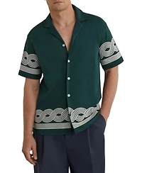 Reiss Men's Arden Embroidered Cuban Shirt
