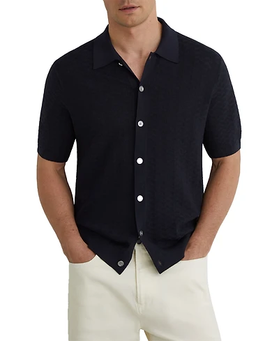 Reiss Men's Phoenix Button Through Textured Shirt