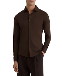 Reiss Men's Half-Button Cable-Knit Wool Shirt