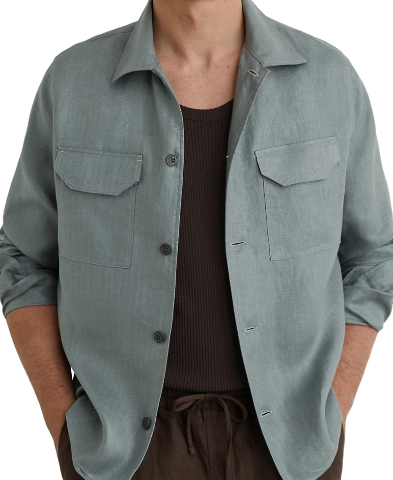 Reiss Men's Polasio Herringbone Stripe Overshirt