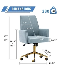 Rainsken Striped Velvet Office Chair Adjustable Ergonomic Desk Chair, Computer Chair with High Back, Base and Wheels for Home Office