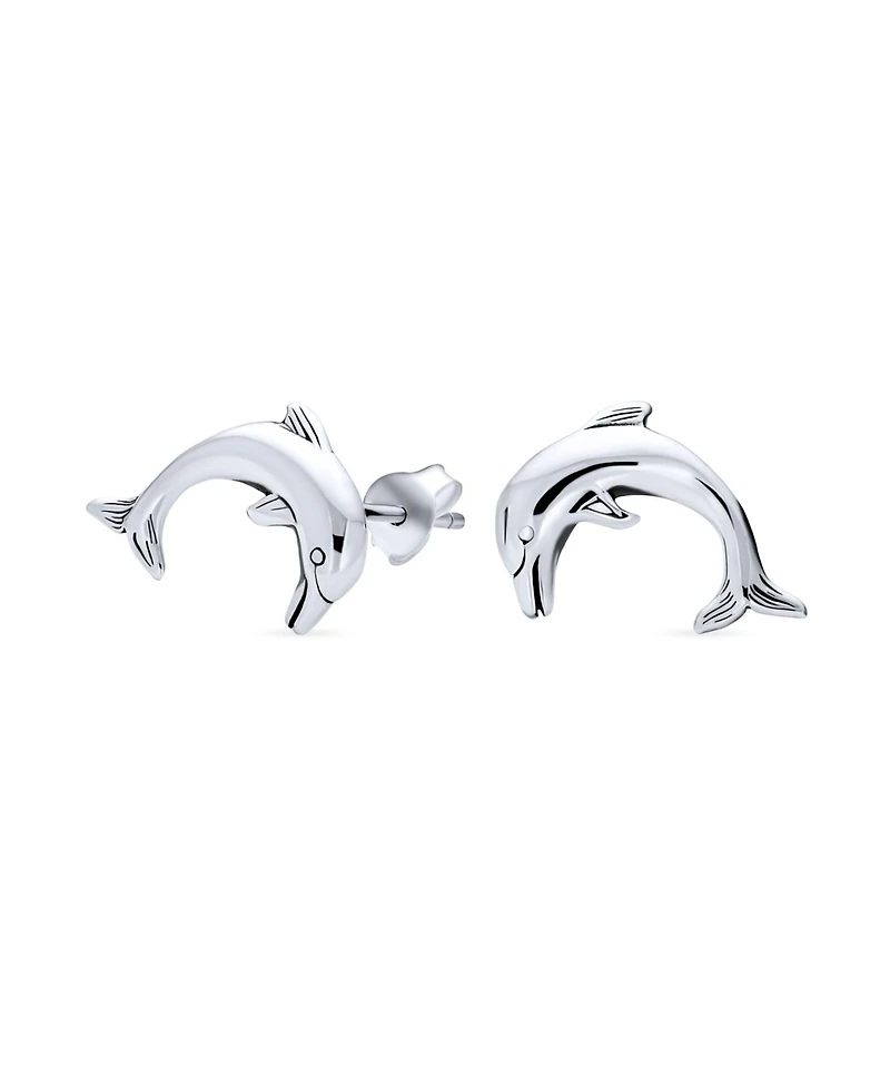 Bling Jewelry Tiny Hawaiian Fish Nautical Dolphins Stud Earrings .925 Sterling Silver