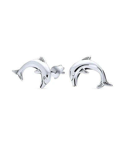 Bling Jewelry Tiny Hawaiian Fish Nautical Dolphins Stud Earrings .925 Sterling Silver