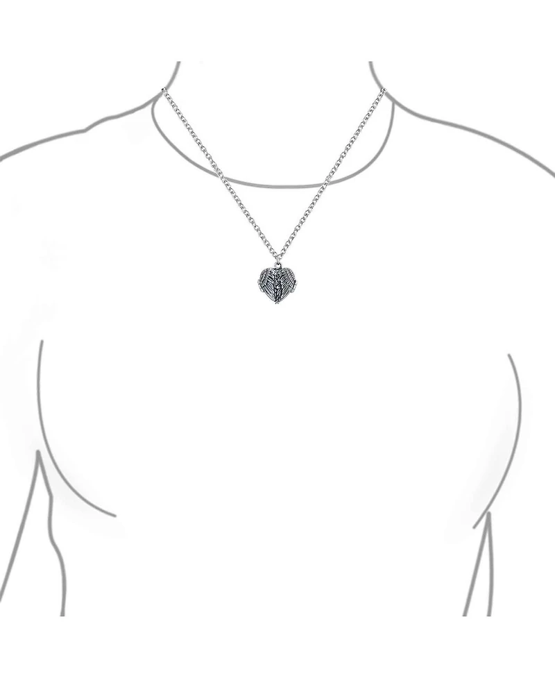 Bling Jewelry Spiritual Jewelry Set Heart and Angel Wings Locket Necklace and Drop Earrings