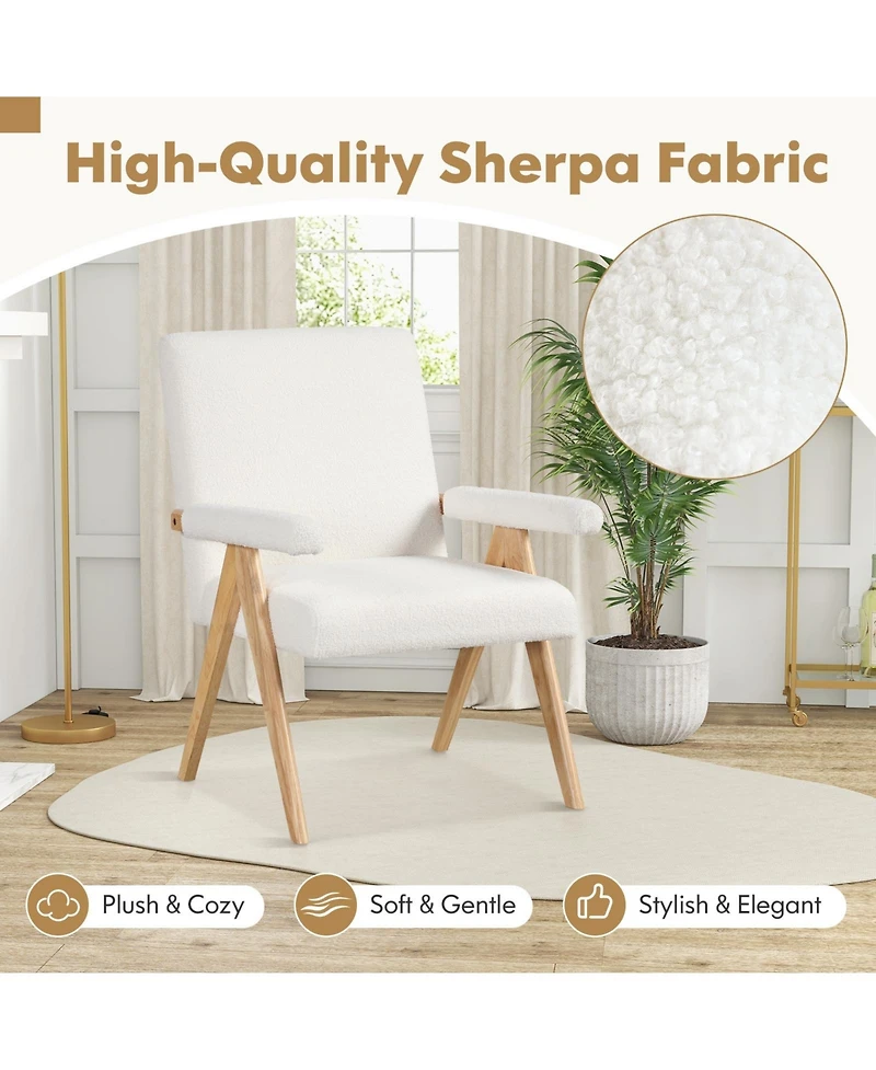 Slickblue Mid Century Style Accent Chair with Wooden Frame and Padded Armrests for Living Room