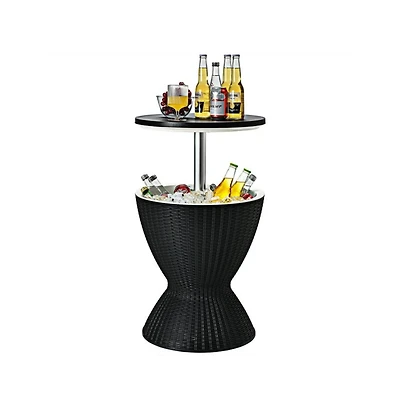 Boyel Living 3 1 8 Gallon Patio Rattan Cooler Bar Table with Adjust Ice