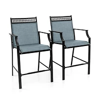 Boyel Living Outdoor Counter Stools Set of 2 Heavy-Duty Barstools with Footrest and Armrests