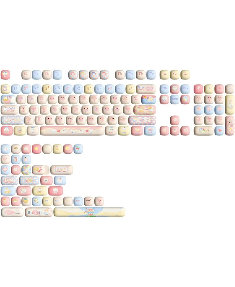 Lofree Cute Kitten Custom Keycaps, 141 Keys Dye Sub Pbt Mog Profile Keycap Set for Mechanical Gaming Keyboards