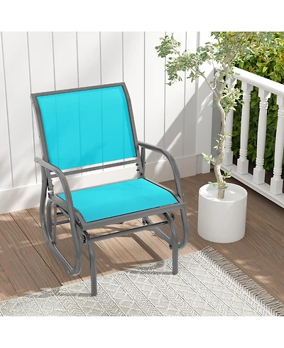 Costway Outdoor Single Swing Glider Rocking Chair Armrest Garden Porch Backyard