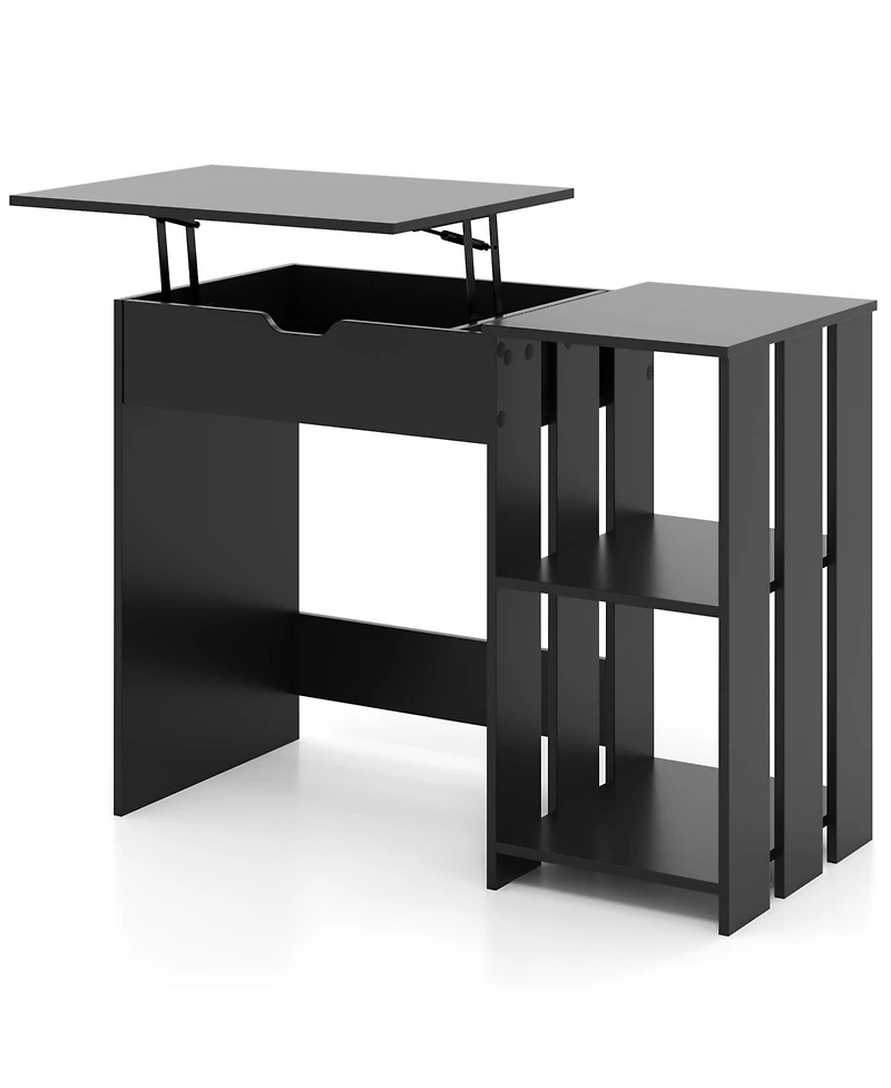 Slickblue Small Space Desk with Hidden Storage and Open Shelving Unit
