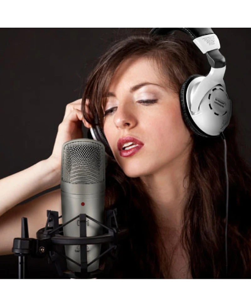 Behringer HPS3000 Closed Back Over Ear High Performance Studio Headphones, Bundle with Desktop Headphone Stand