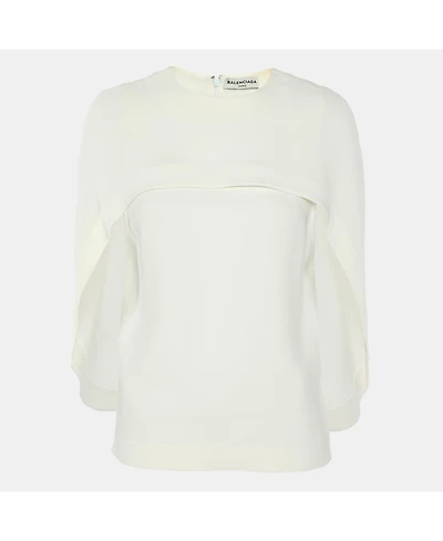Pre-Owned Balenciaga Women's Crepe Cape Sleeve Detail Top