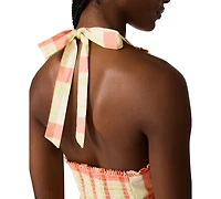 Steve Madden Women's Tania Halter Neck Ruched Back Top