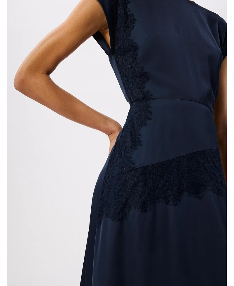 Whistles Women's Lace Insert Asymmetric Midi Dress