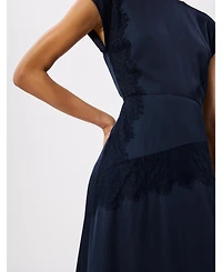 Whistles Women's Lace Insert Asymmetric Midi Dress