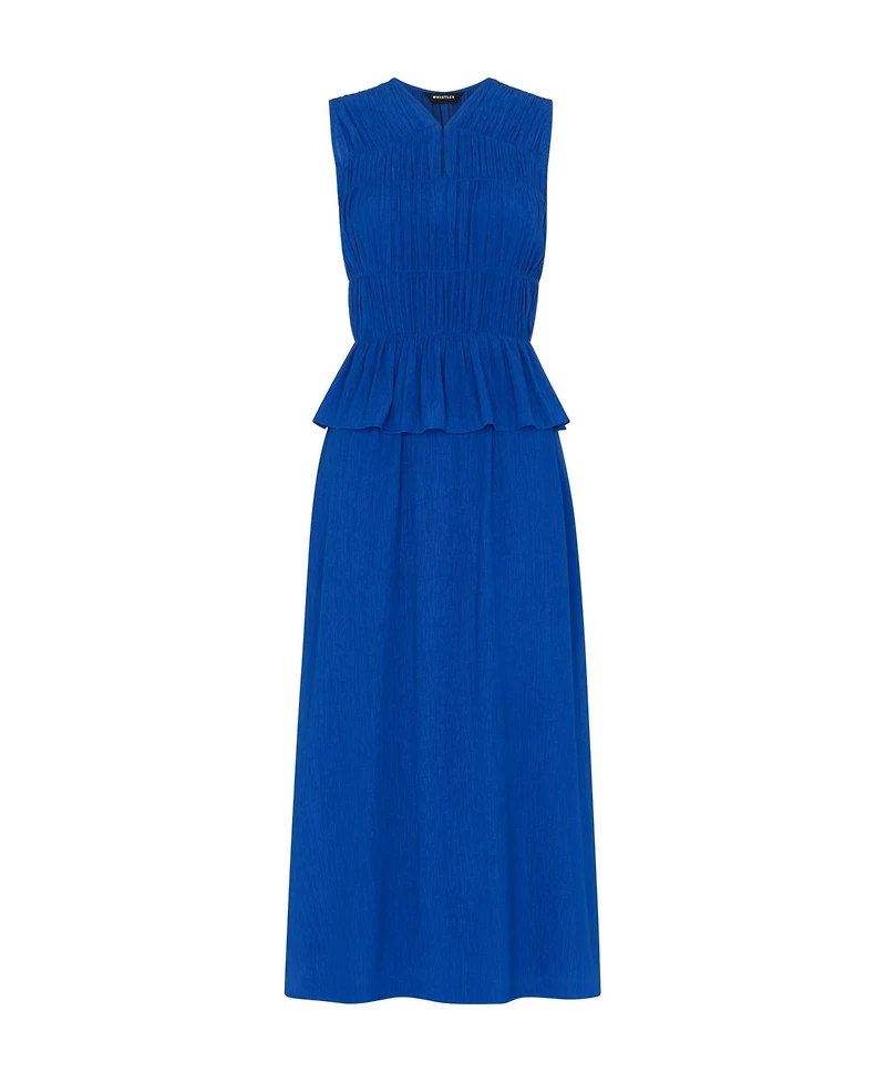 Whistles Women's Sleeveless Shirred V-Neck Midi Dress