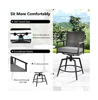 Boyel Living 360 Degree Swivel Bar Stool Set of 2 with Metal Frame and Pe Rattan Backrest