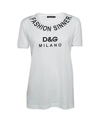 Pre-Owned Dolce & Gabbana Women's Logo Print Cotton Jersey T-Shirt