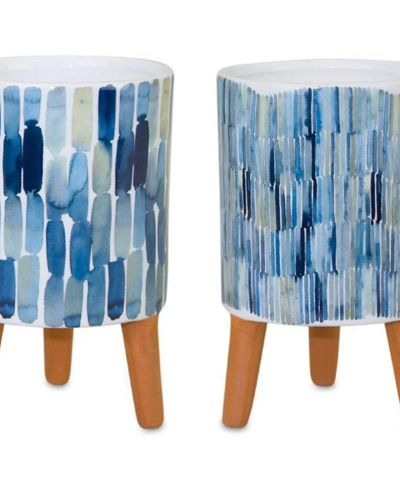 Slickblue Set of 2 Faux Patterned Pots with Legs2)