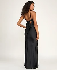 City Studios Juniors' Twist Front Tie Back Long Dress