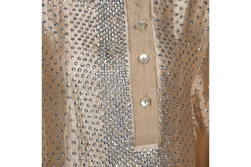Pre-Owned Stella Mccartney Women's Silk Sequin Detail Balloon Sleeve Blouse