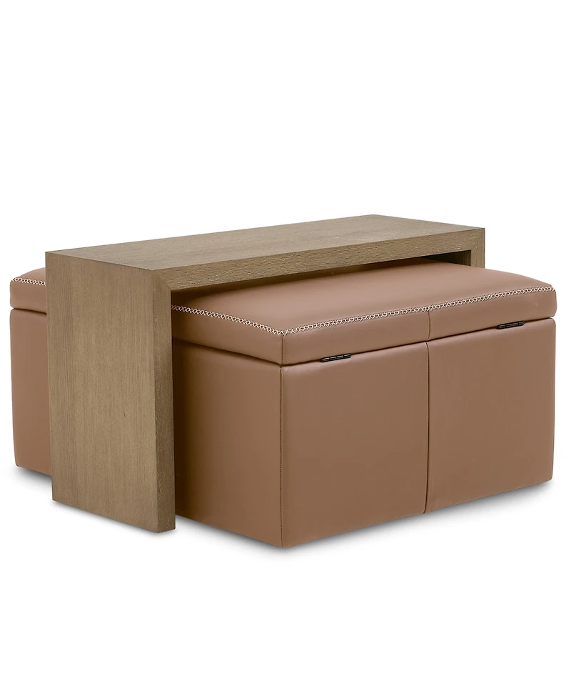 Holtman 35" Leather Square Storage Ottoman