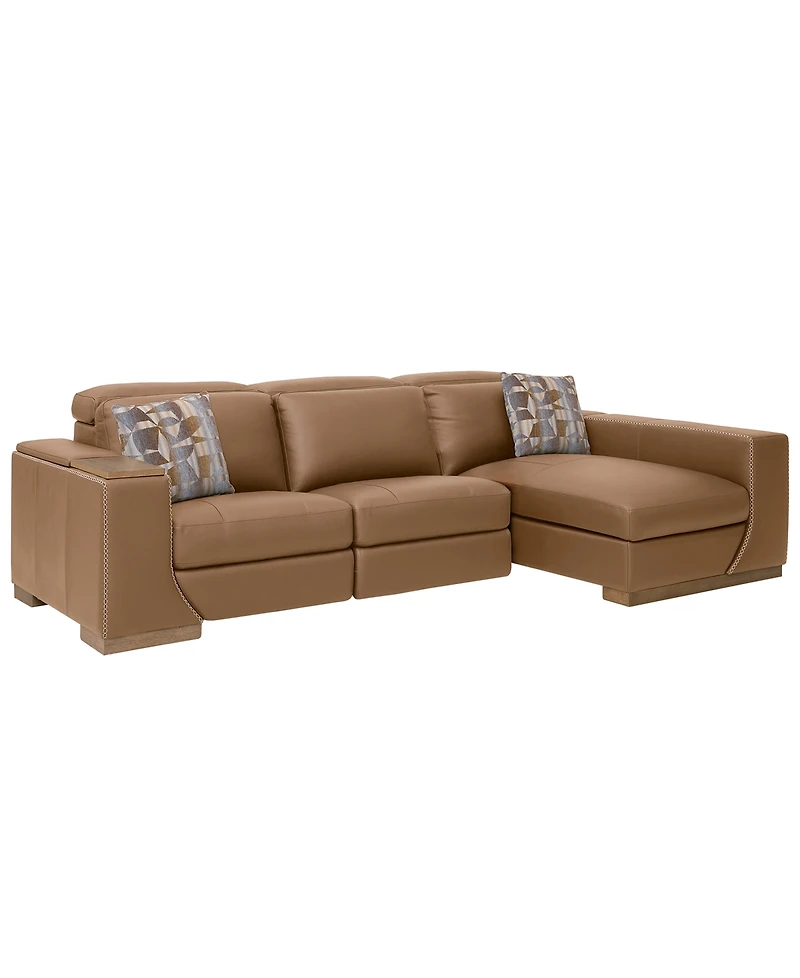 Holtman 3-Piece Leather Sectional Sofa with 2 Power Recliners and Chaise