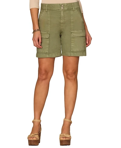 Democracy Petite Sky-Rise Flap Patch Pockets Cargo Shorts