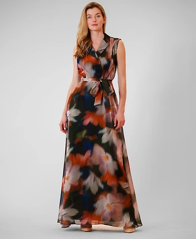 julia jordan Women's Sleeveless Collared Maxi Dress