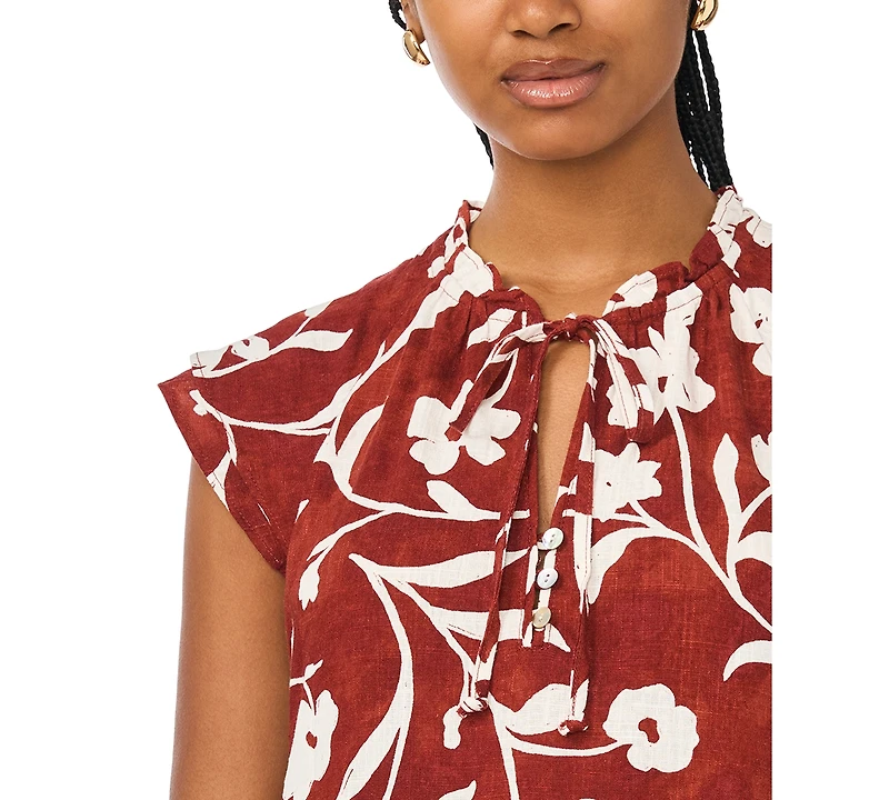Msk Women's Floral Linen Blend Tiered Dress