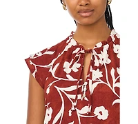 Msk Women's Floral Linen Blend Tiered Dress