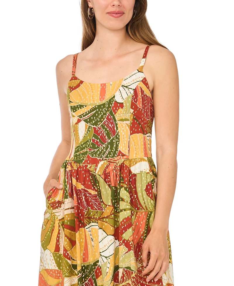 Msk Women's Floral Challis Smocked Maxi Dress