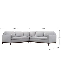 Virton 3-Piece Fabric L-Shape Sectional Sofa