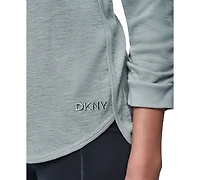 Dkny Women's Mini Slub Waffle Three Quarter Sleeve T-Shirt