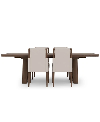Amelie Rectangular 5-Piece Wood Dining Set (Table & 4 Upholstered Side Chairs)