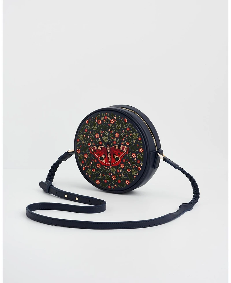 Fable England Women's Butterfly Embroidered Circle Bag