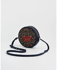 Fable England Women's Butterfly Embroidered Circle Bag