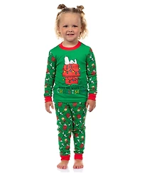 Peanuts Toddler Snoopy Wake Me When It's Christmas 2Peaces Tight-Fit Sleep Set Loungewear