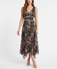 Taylor Women's Lyocell-Blend Handkerchief Hem Floral Dress