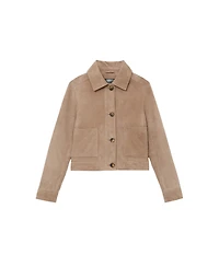 Reiss Women's Suede Cropped Trucker Jacket