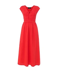 Whistles Women's Shirred Bodice V-Neck Midi Dress