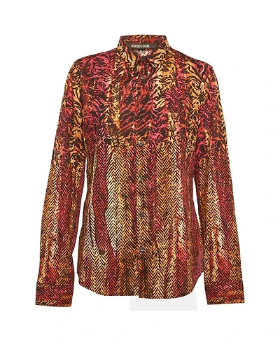 Pre-Owned Roberto Cavalli Women's Abstract Print Cotton Long Sleeve Shirt
