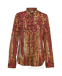 Pre-Owned Roberto Cavalli Women's Abstract Print Cotton Long Sleeve Shirt