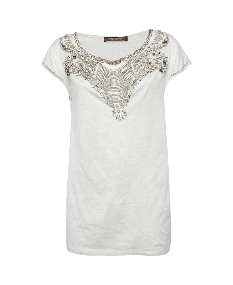 Pre-Owned Roberto Cavalli Women's Jersey Embellished T-Shirt