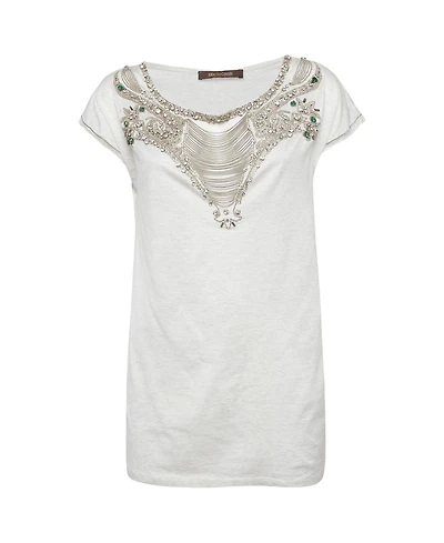 Pre-Owned Roberto Cavalli Women's Jersey Embellished T-Shirt